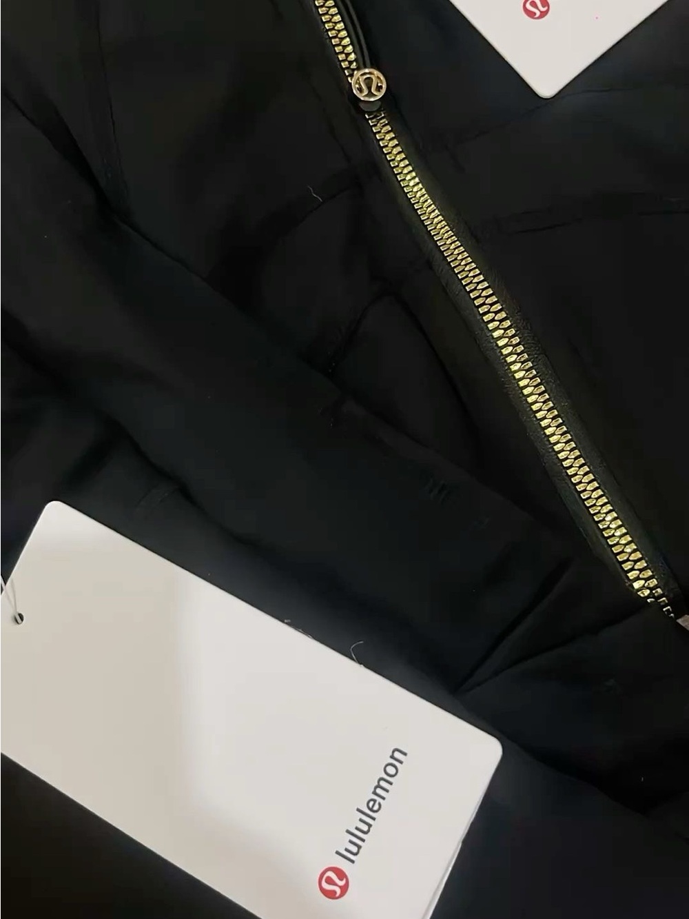 Lululemon Black Jacket with Gold Zipper’s set with leggings